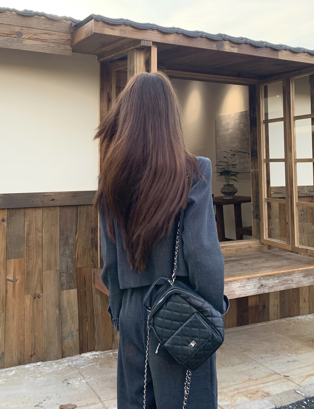 Temperament Korean style profession wide leg pants 2pcs set