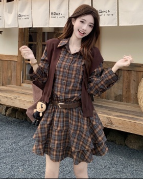 Large yard retro dress single-breasted shawl a set