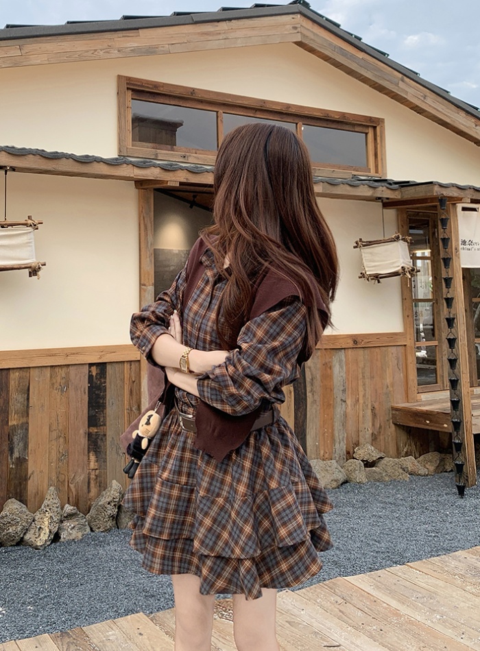 Large yard retro dress single-breasted shawl a set