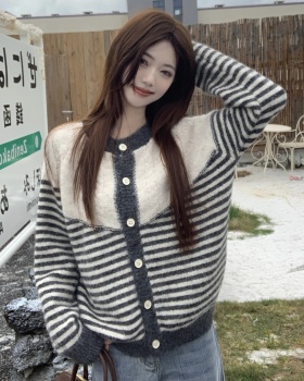 Stripe retro cardigan autumn tops for women