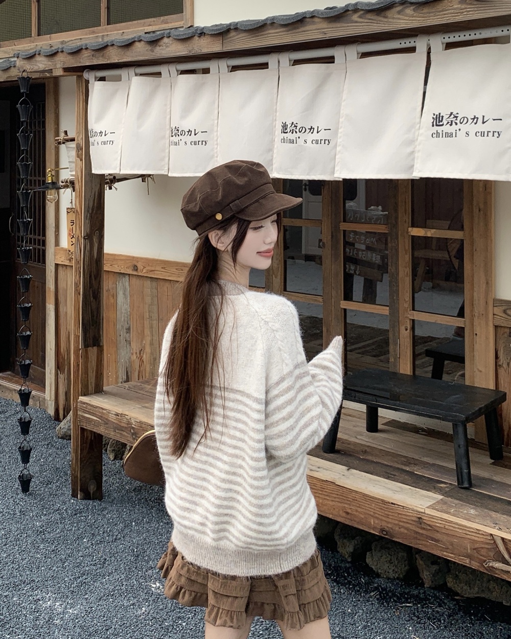 Stripe retro cardigan autumn tops for women