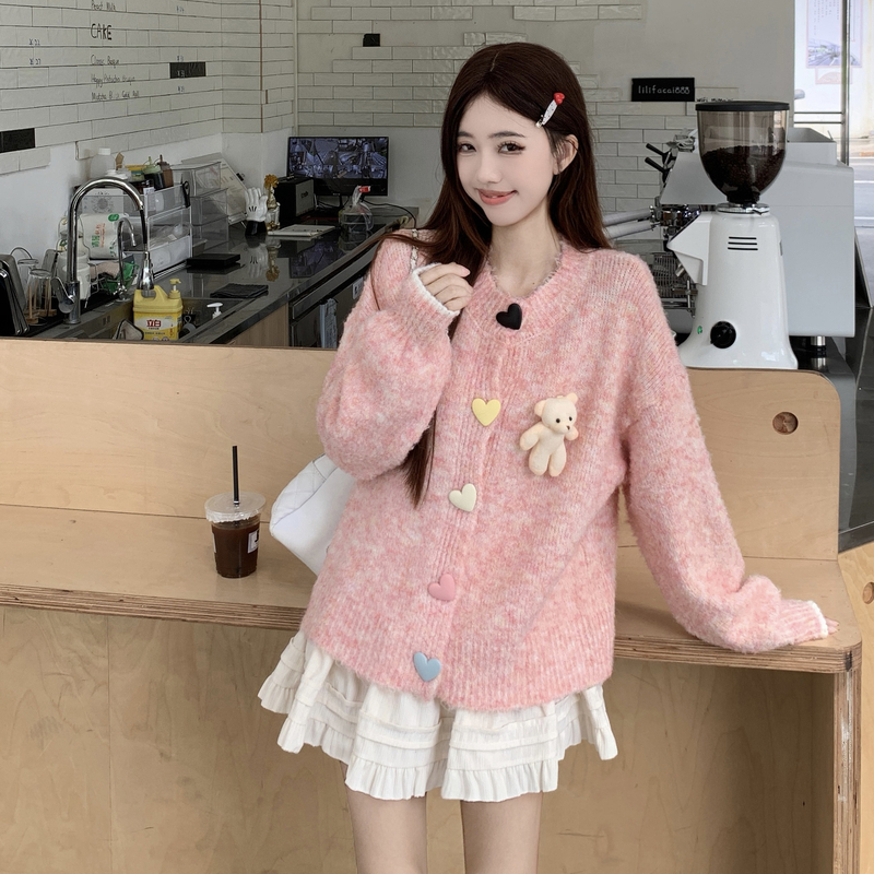 Knitted large yard coat long sleeve Korean style cardigan