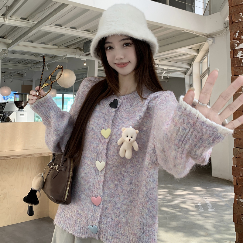 Knitted large yard coat long sleeve Korean style cardigan