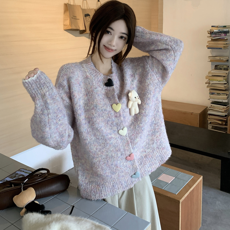 Knitted large yard coat long sleeve Korean style cardigan