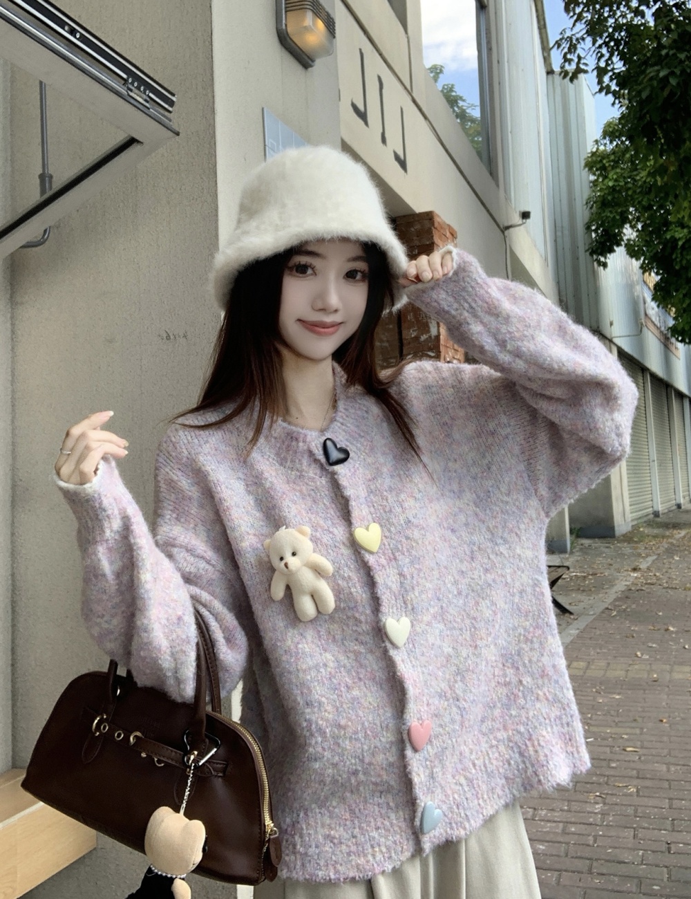 Knitted large yard coat long sleeve Korean style cardigan