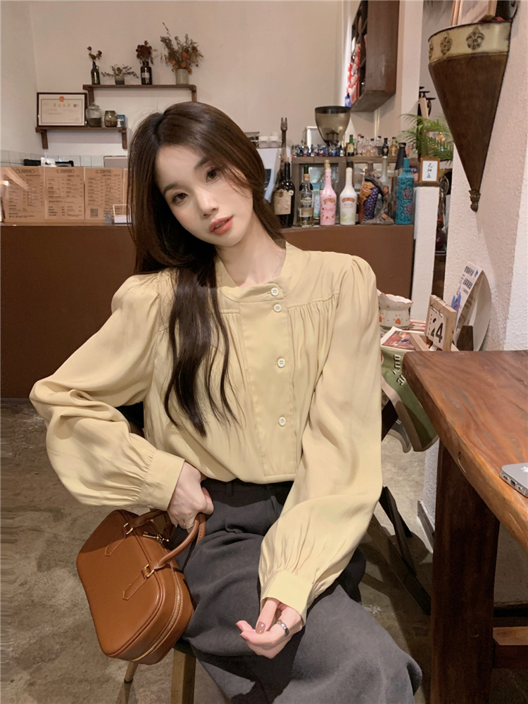 Korean style loose refreshing art commuting shirt