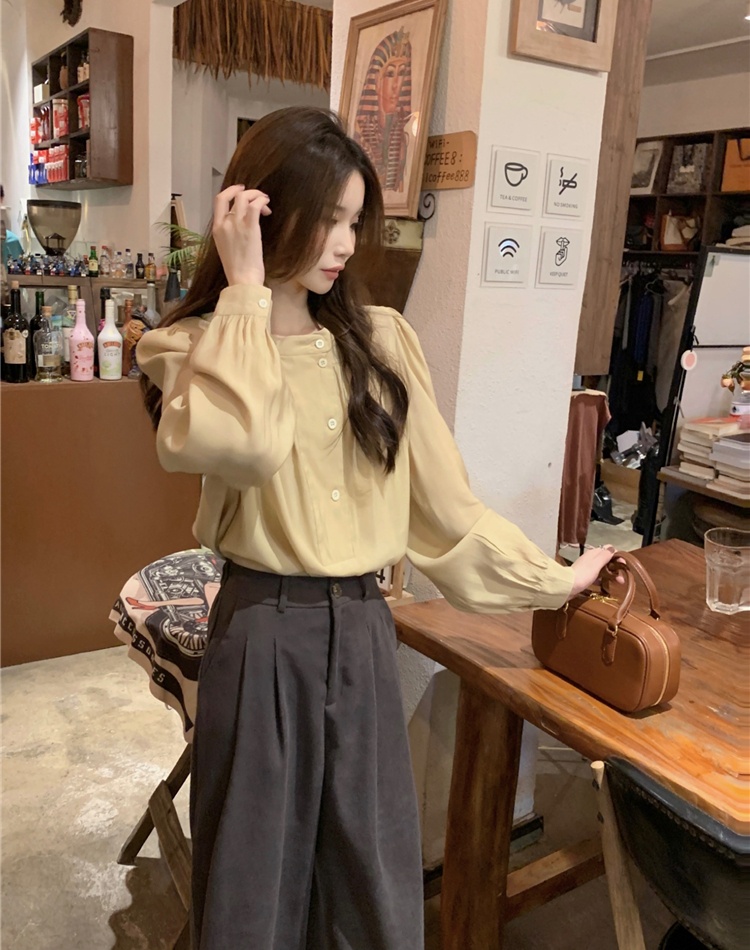 Korean style loose refreshing art commuting shirt