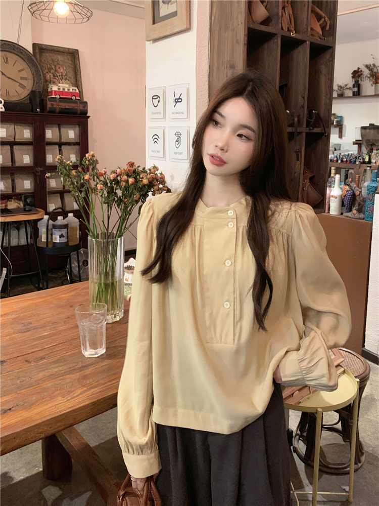 Korean style loose refreshing art commuting shirt
