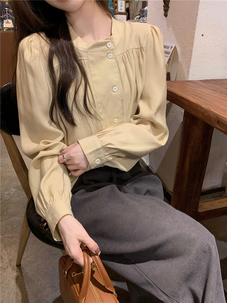 Korean style loose refreshing art commuting shirt