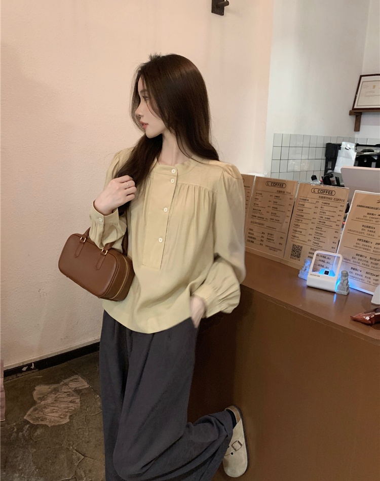 Korean style loose refreshing art commuting shirt