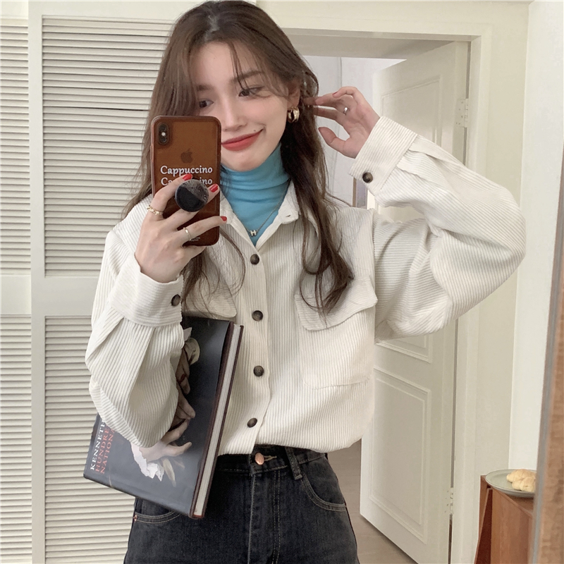 Long sleeve autumn and winter shirt long coat for women