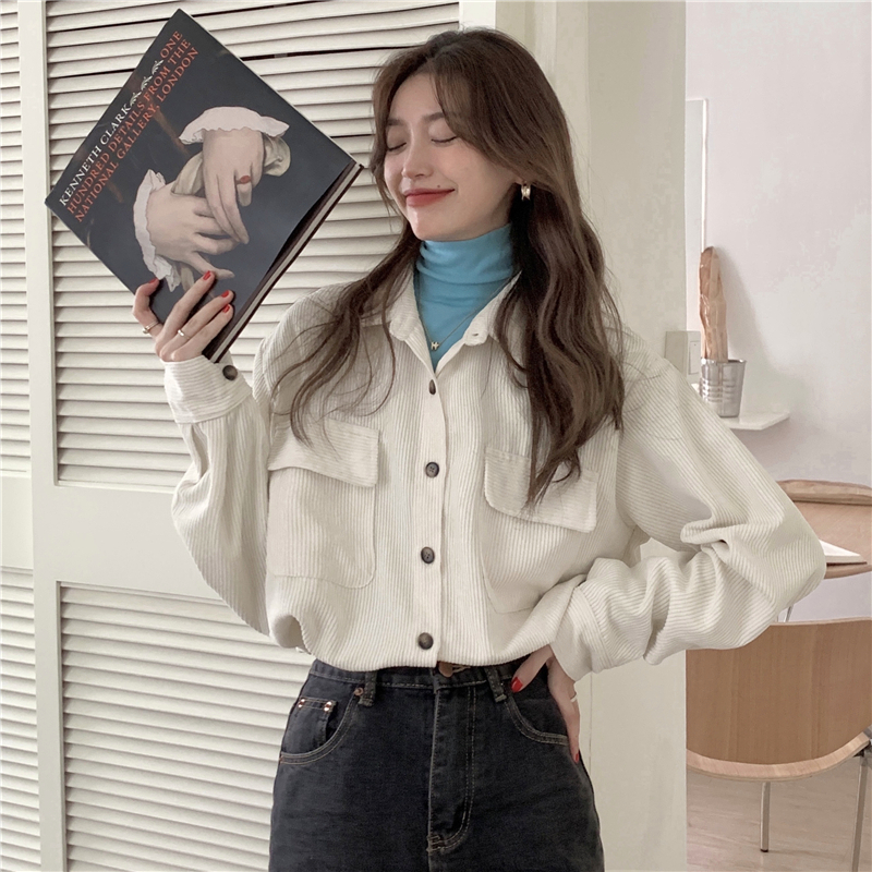 Long sleeve autumn and winter shirt long coat for women