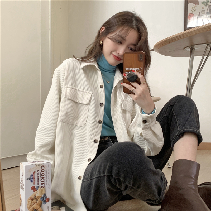 Long sleeve autumn and winter shirt long coat for women