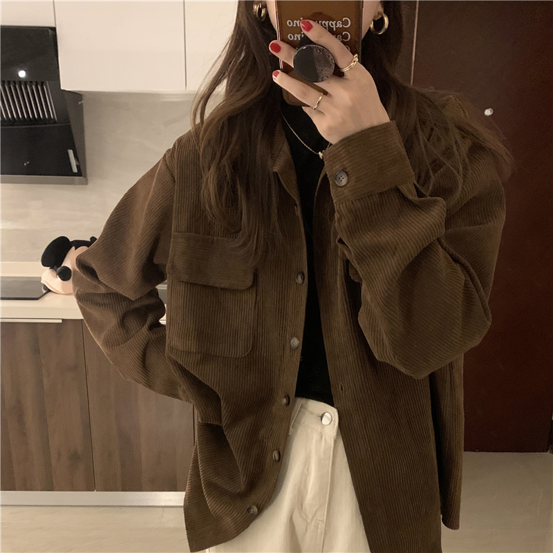 Long sleeve autumn and winter shirt long coat for women
