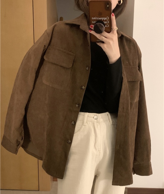 Long sleeve autumn and winter shirt long coat for women