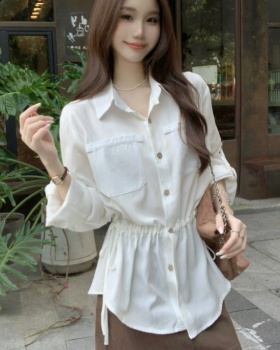 Autumn Korean style shirt drawstring tops for women