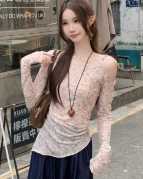 Retro blooming small shirt wood ear tops for women