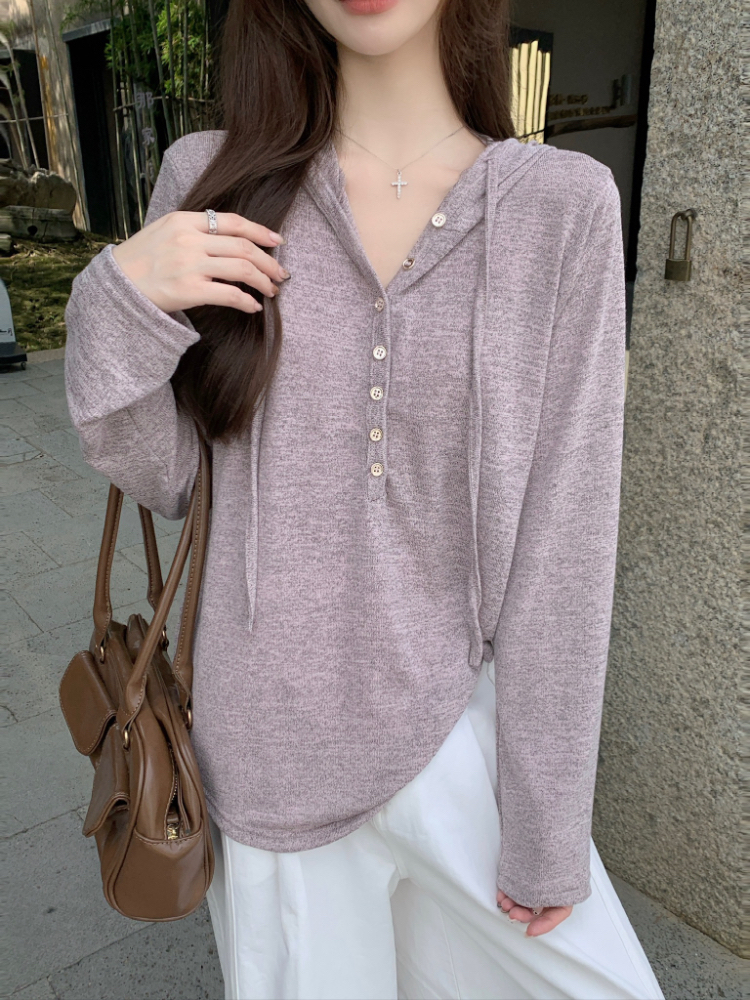 All-match Korean style autumn tops simple loose T-shirt