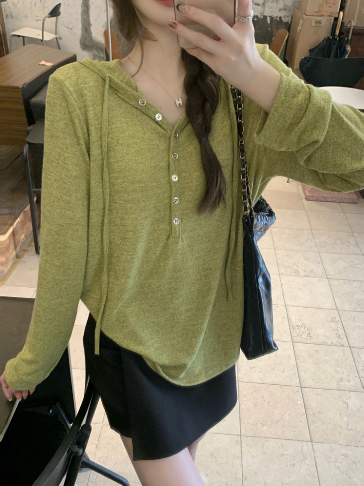 All-match Korean style autumn tops simple loose T-shirt