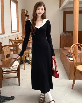 Autumn and winter long sleeve elegant France style bottoming dress
