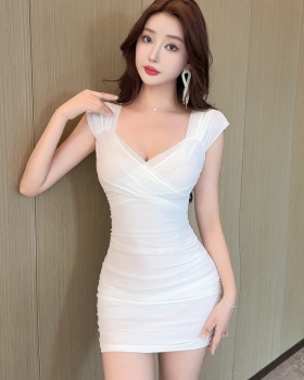 Tight bottoming dress short gauze sleeveless dress