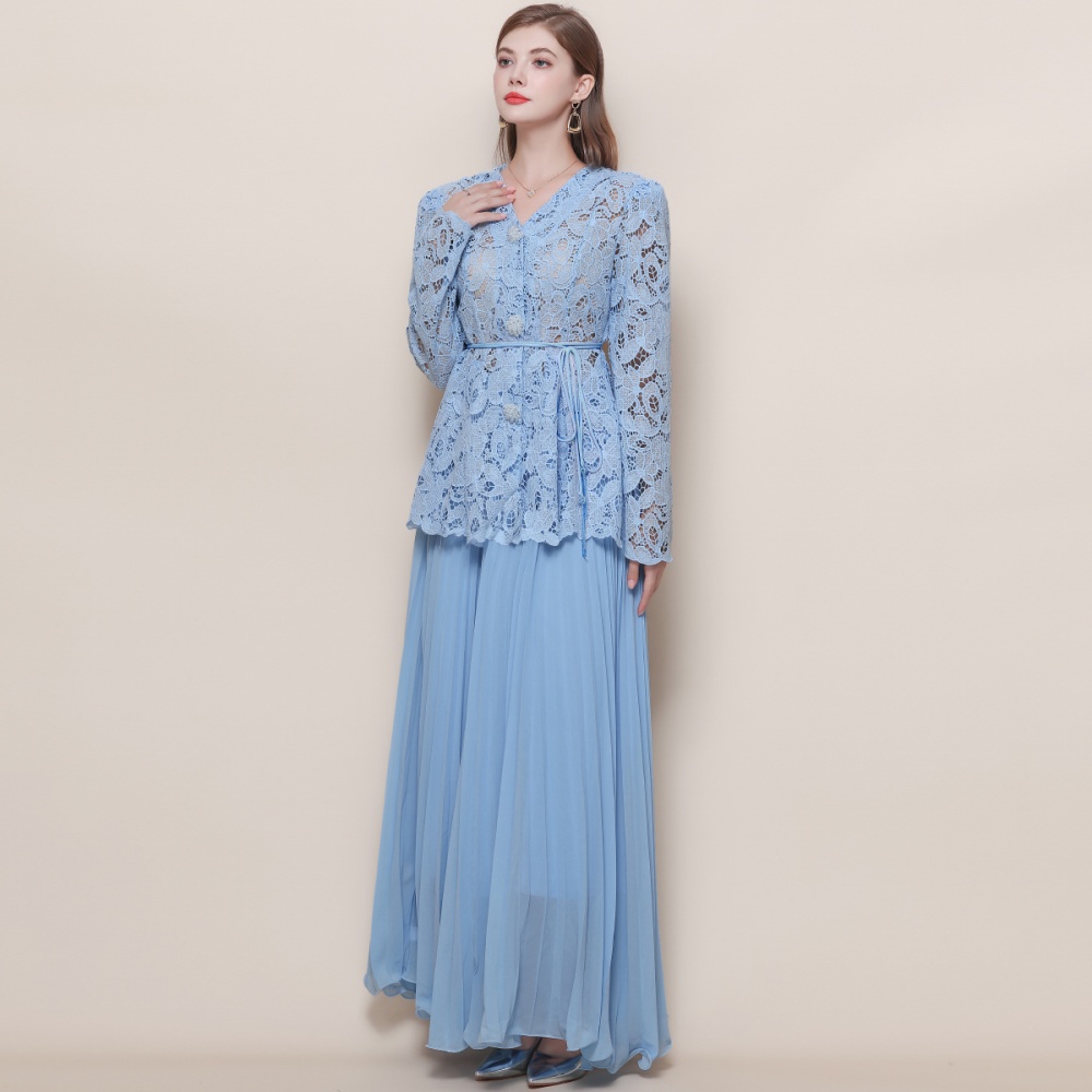 Slim sling shirt inside the ride skirt 3pcs set for women