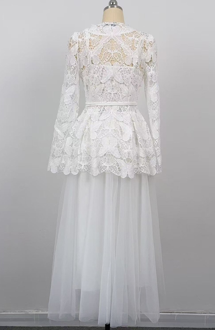 Inside the ride lace shirt V-neck skirt 3pcs set for women