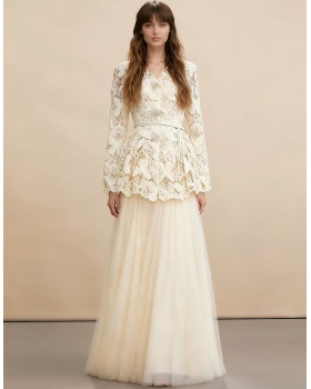 V-neck shirt long sleeve skirt 3pcs set for women