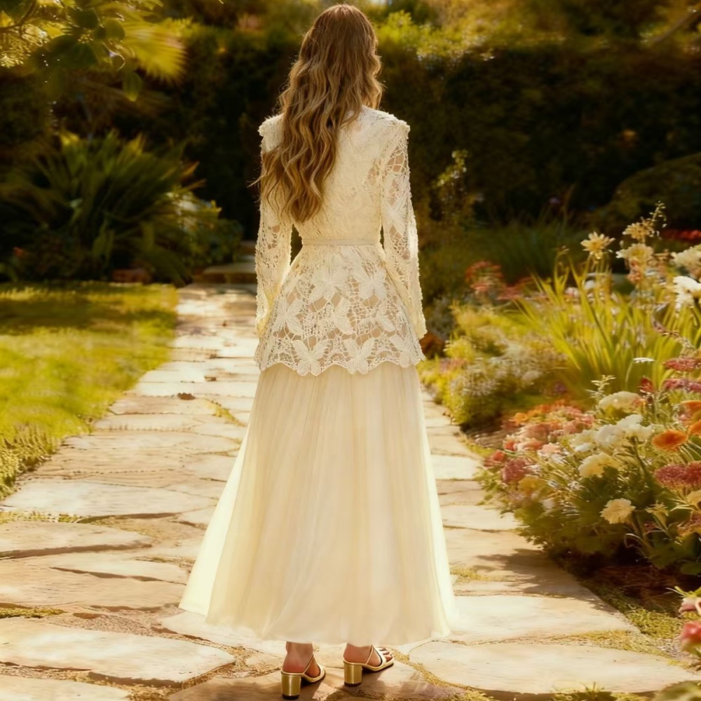 V-neck shirt long sleeve skirt 3pcs set for women