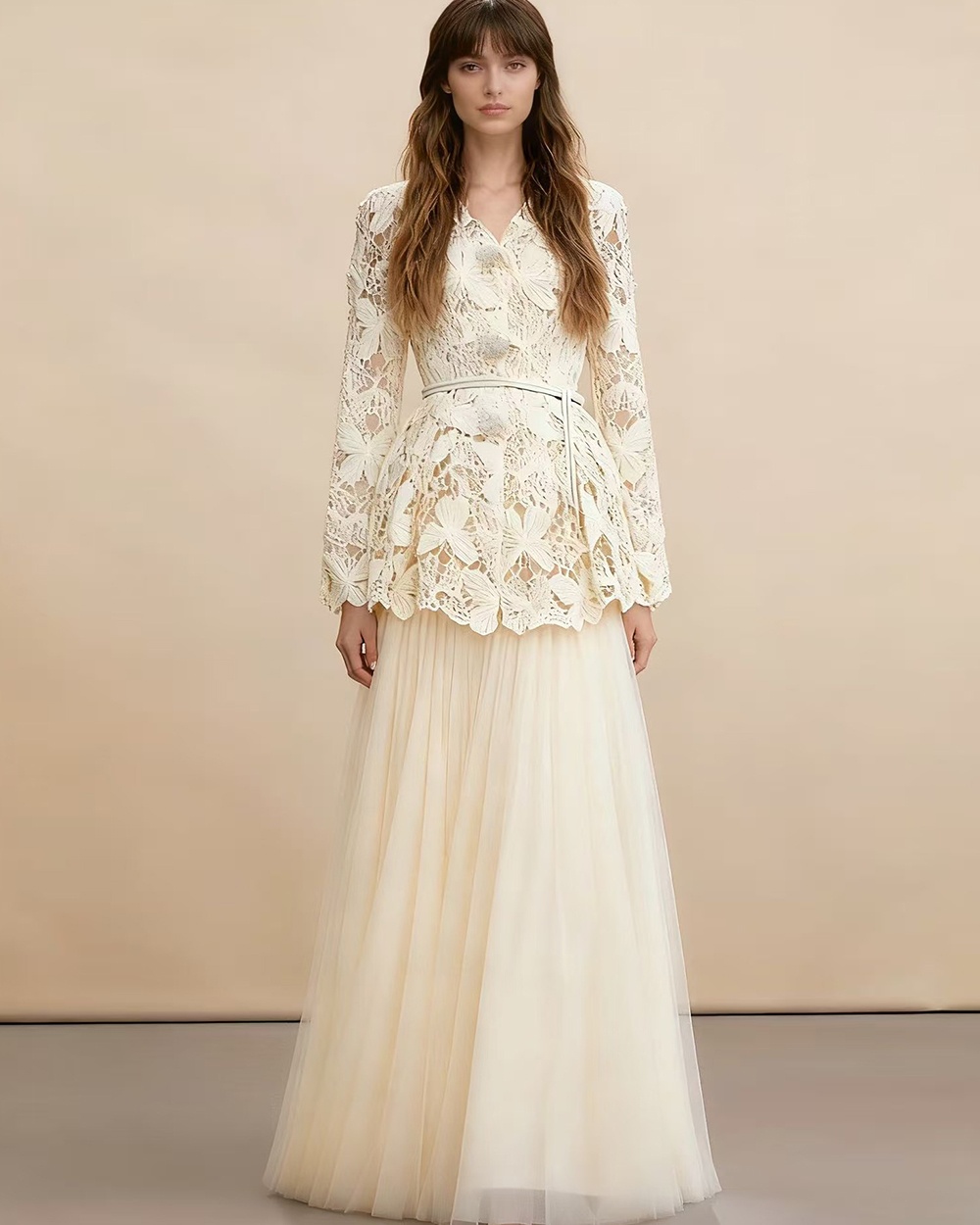 V-neck shirt long sleeve skirt 3pcs set for women