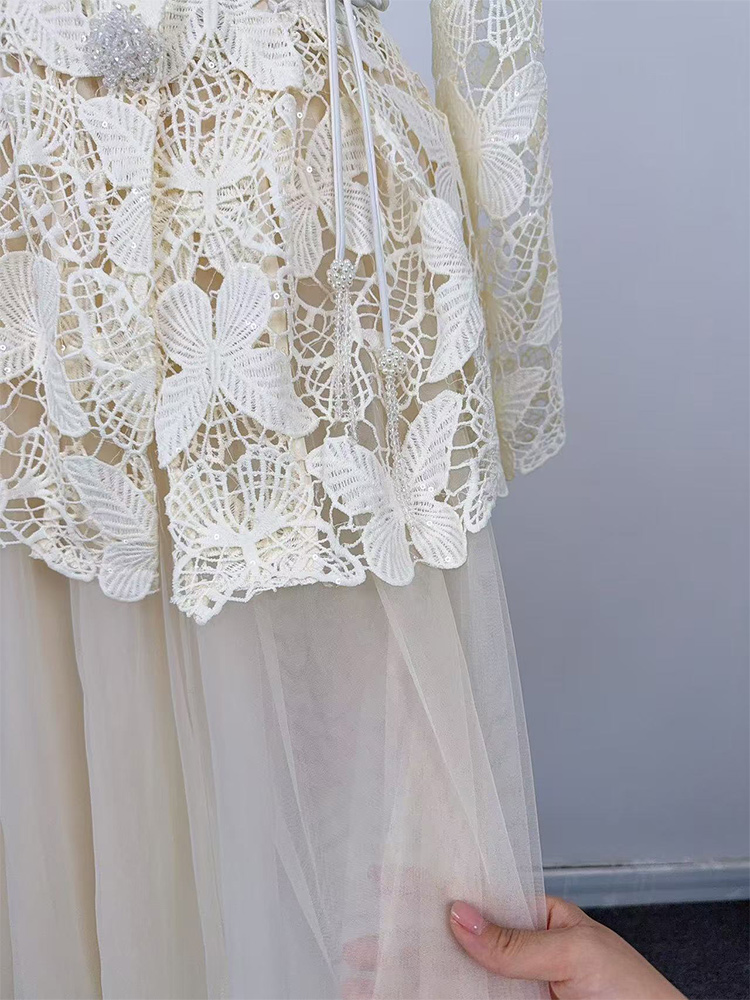 V-neck shirt long sleeve skirt 3pcs set for women