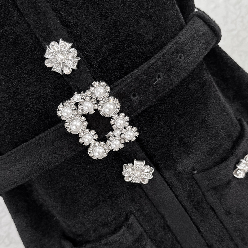 Velvet knitted elegant short sleeve temperament long dress