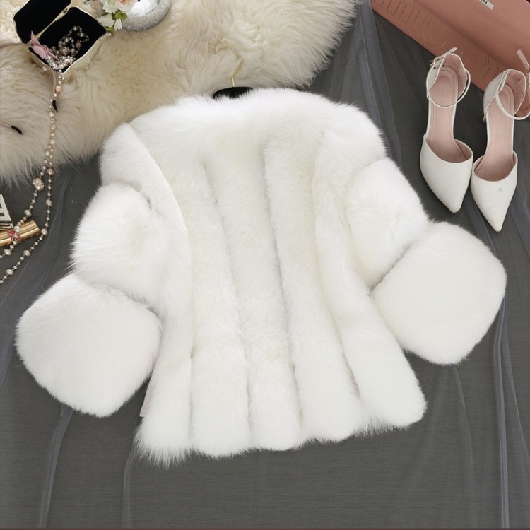 Splice imitation of fox fur fur coat European style coat