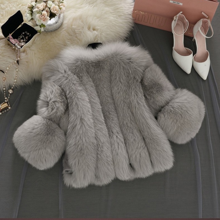 Splice imitation of fox fur fur coat European style coat