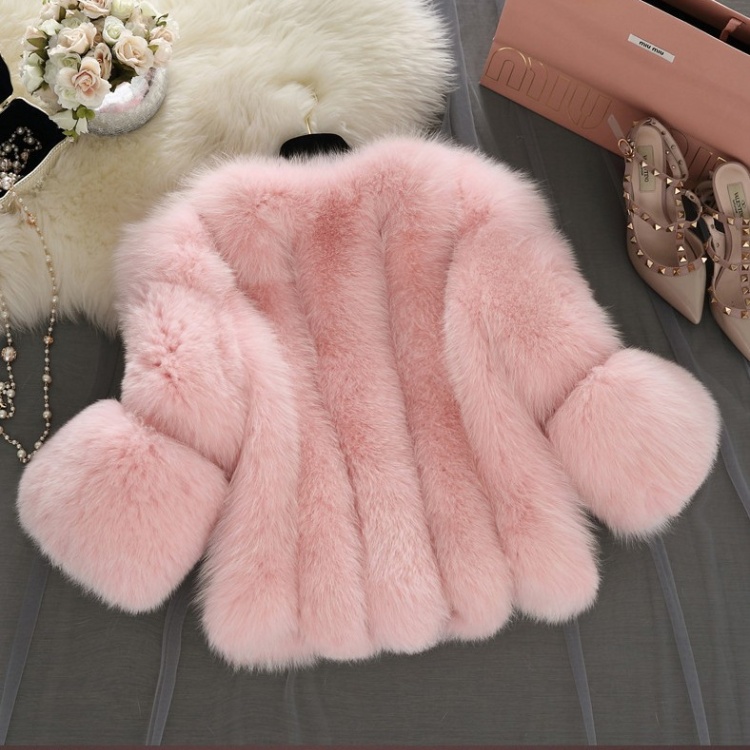 Splice imitation of fox fur fur coat European style coat