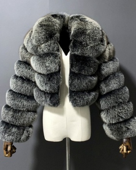 Long sleeve short fur coat splice lapel coat for women