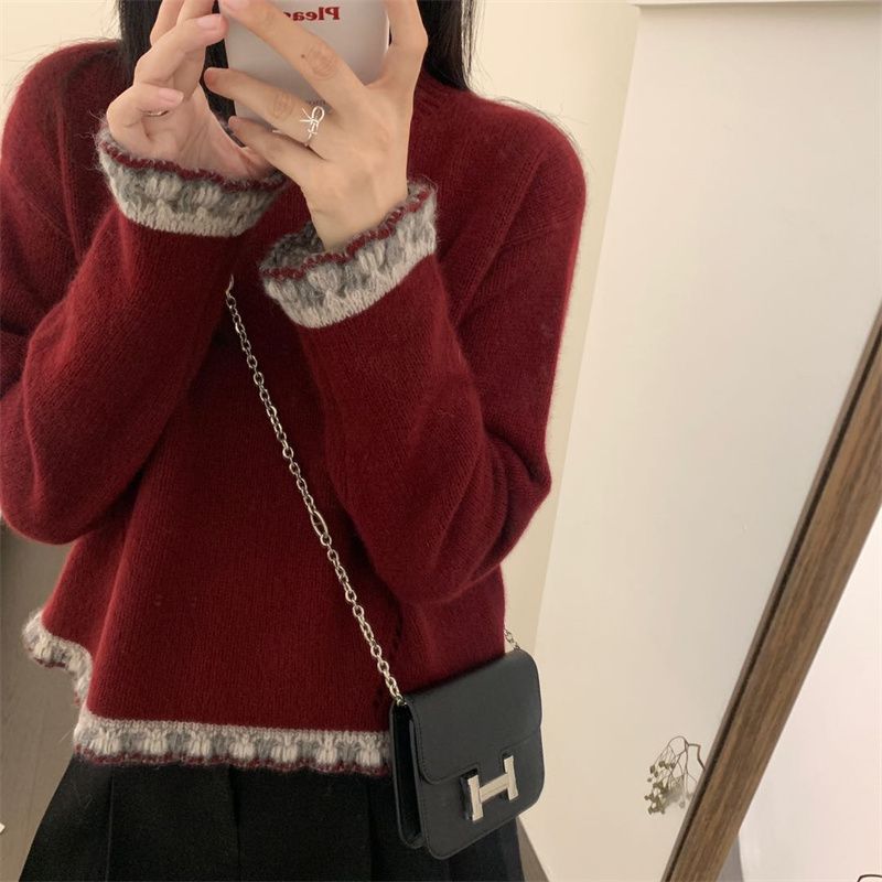 Western style pullover sweater autumn tops