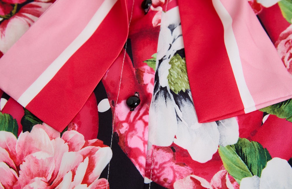 Big flower bandage skirt polka dot shirt 2pcs set