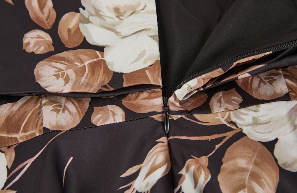 White printing rose big skirt temperament long dress