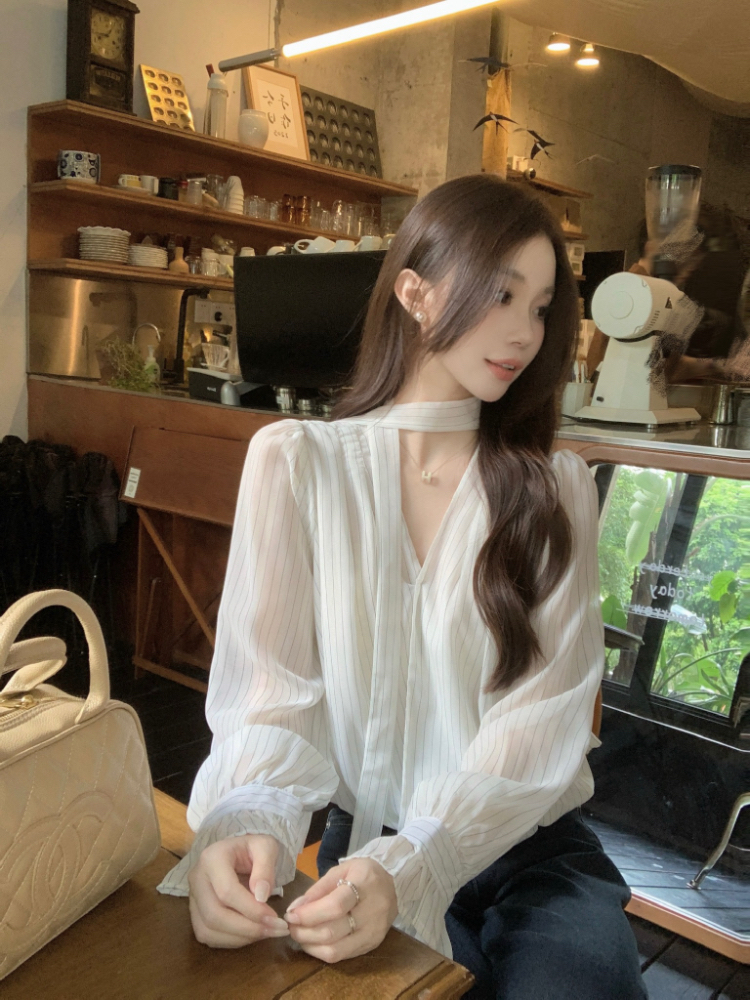 Korean style retro tops temperament niche shirt for women