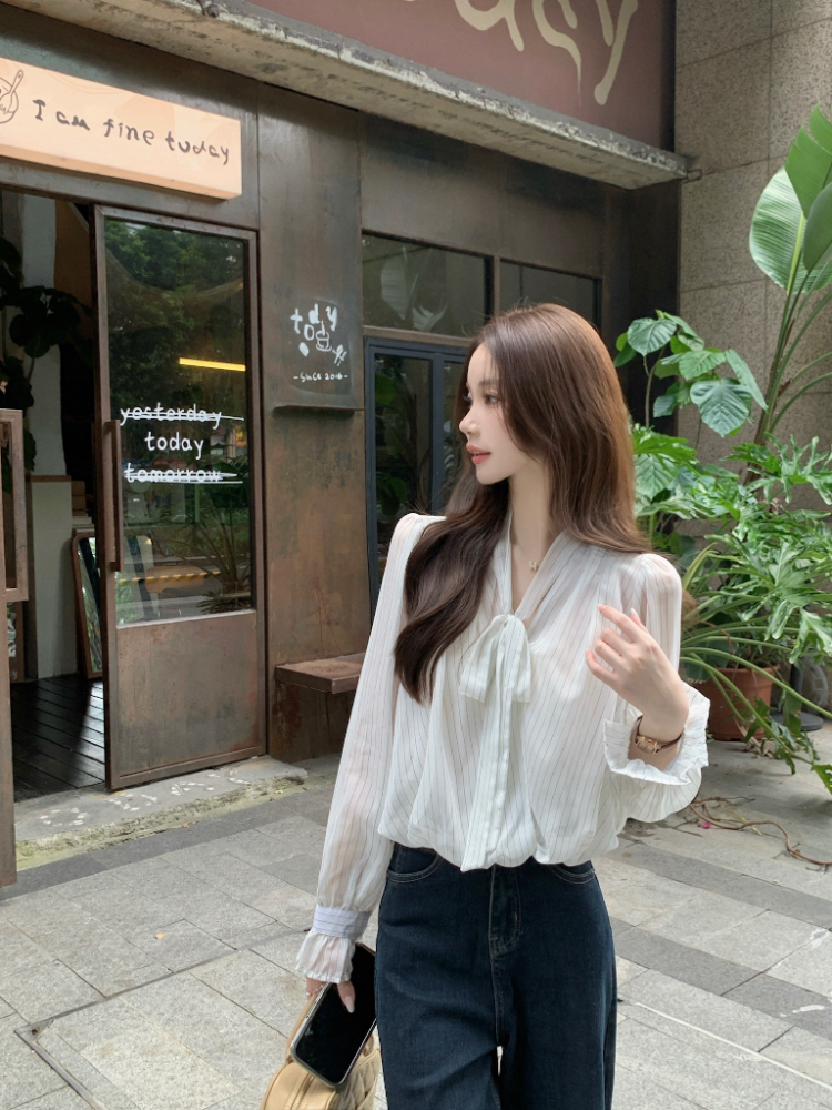 Korean style retro tops temperament niche shirt for women