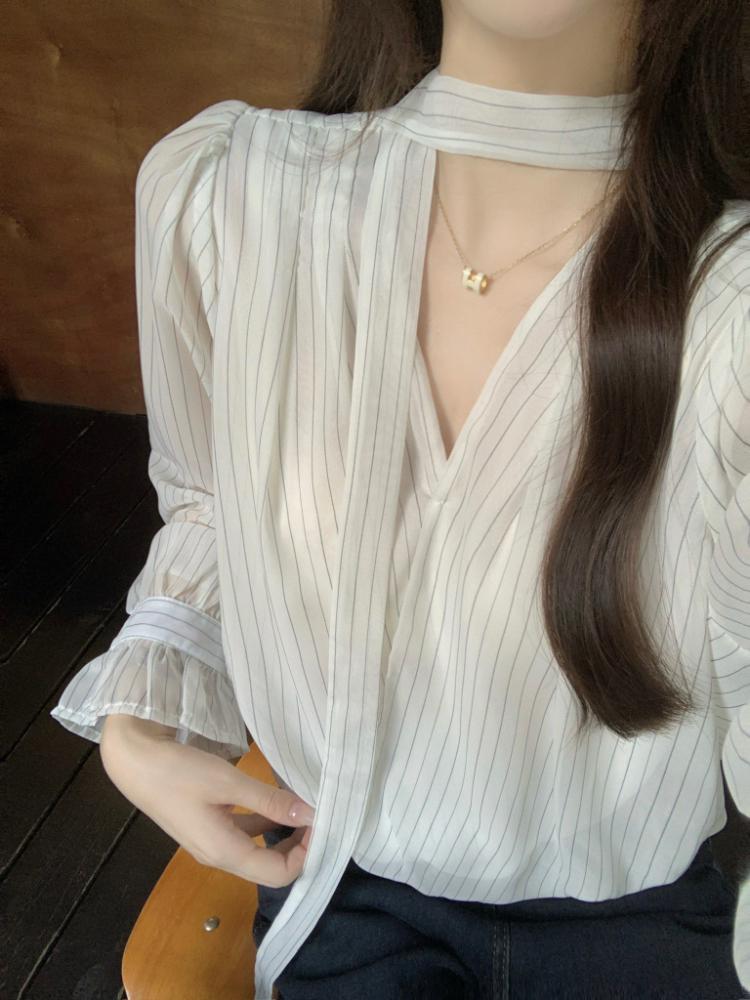Korean style retro tops temperament niche shirt for women
