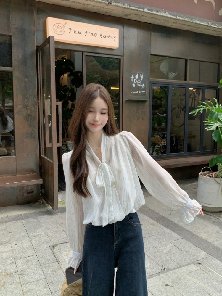 Korean style retro tops temperament niche shirt for women