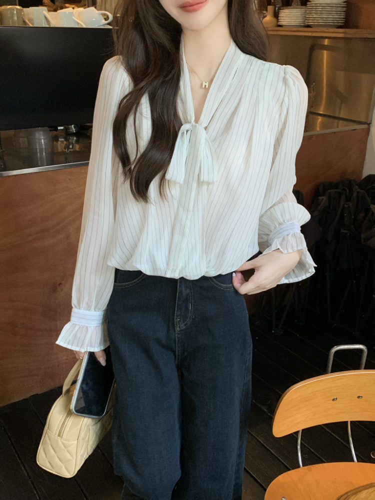 Korean style retro tops temperament niche shirt for women