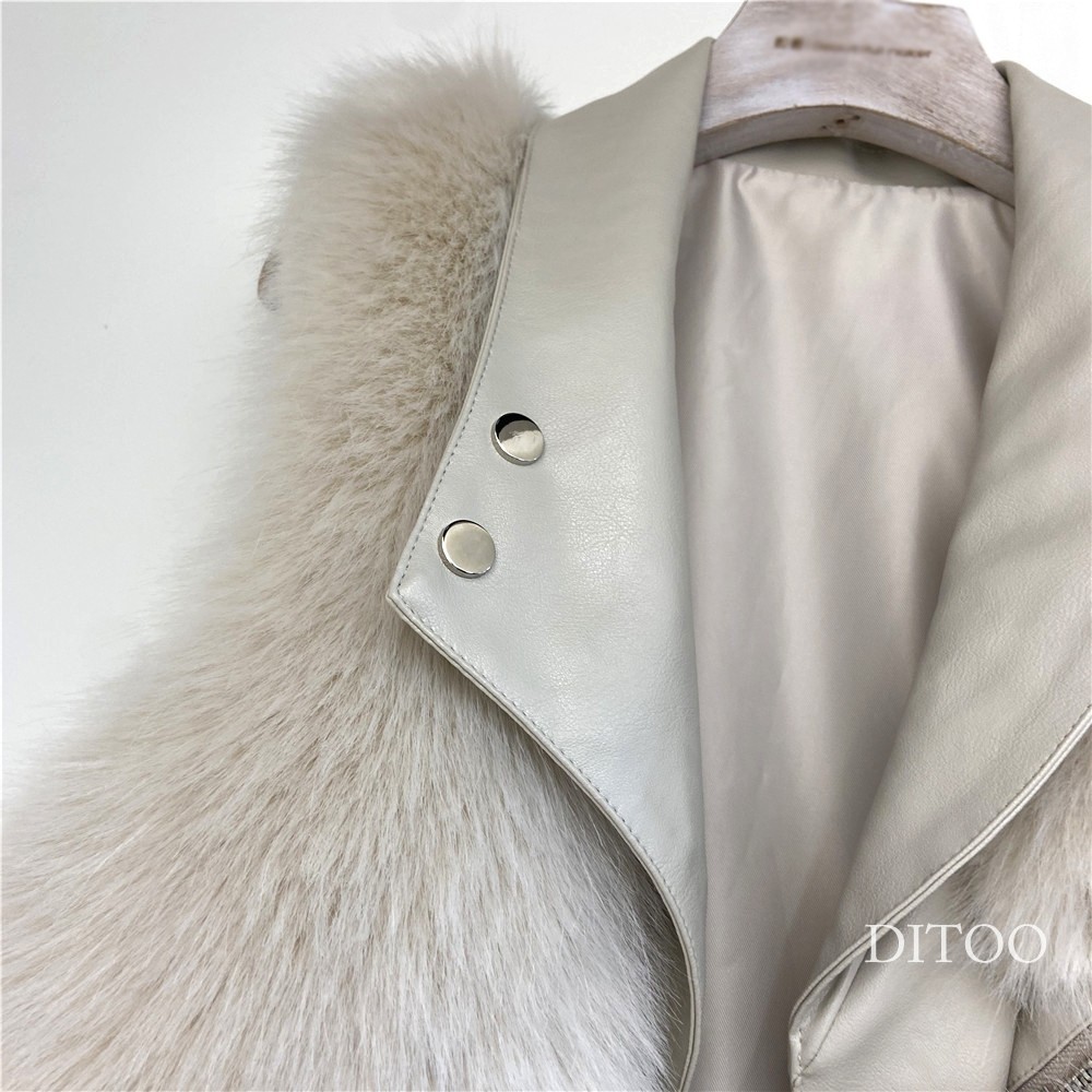 Imitation of fox fur short elmo waistcoat zip splice coat