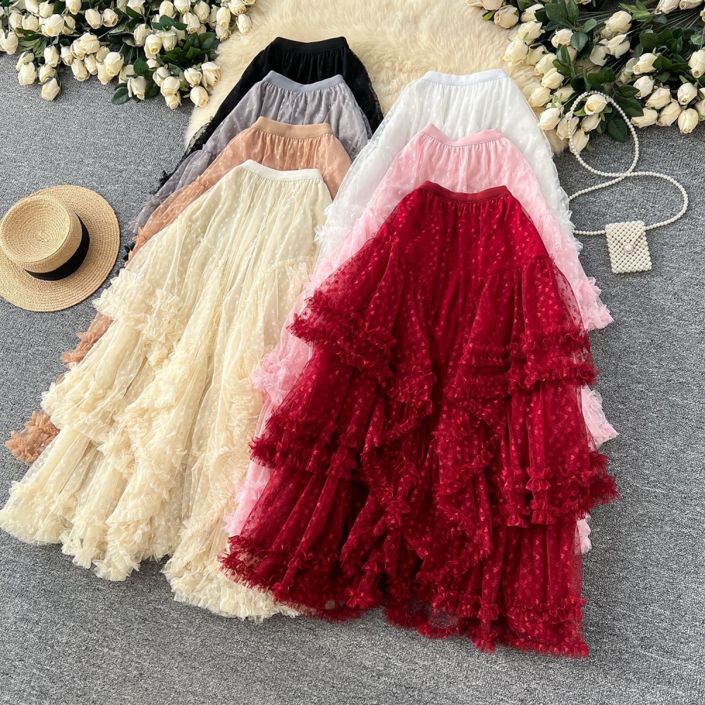 Tender irregular spring skirt slim heart puff skirt