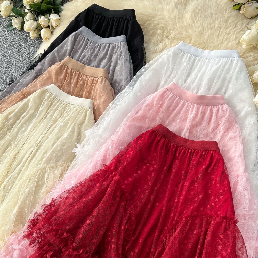 Tender irregular spring skirt slim heart puff skirt
