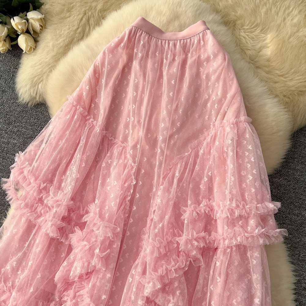 Tender irregular spring skirt slim heart puff skirt