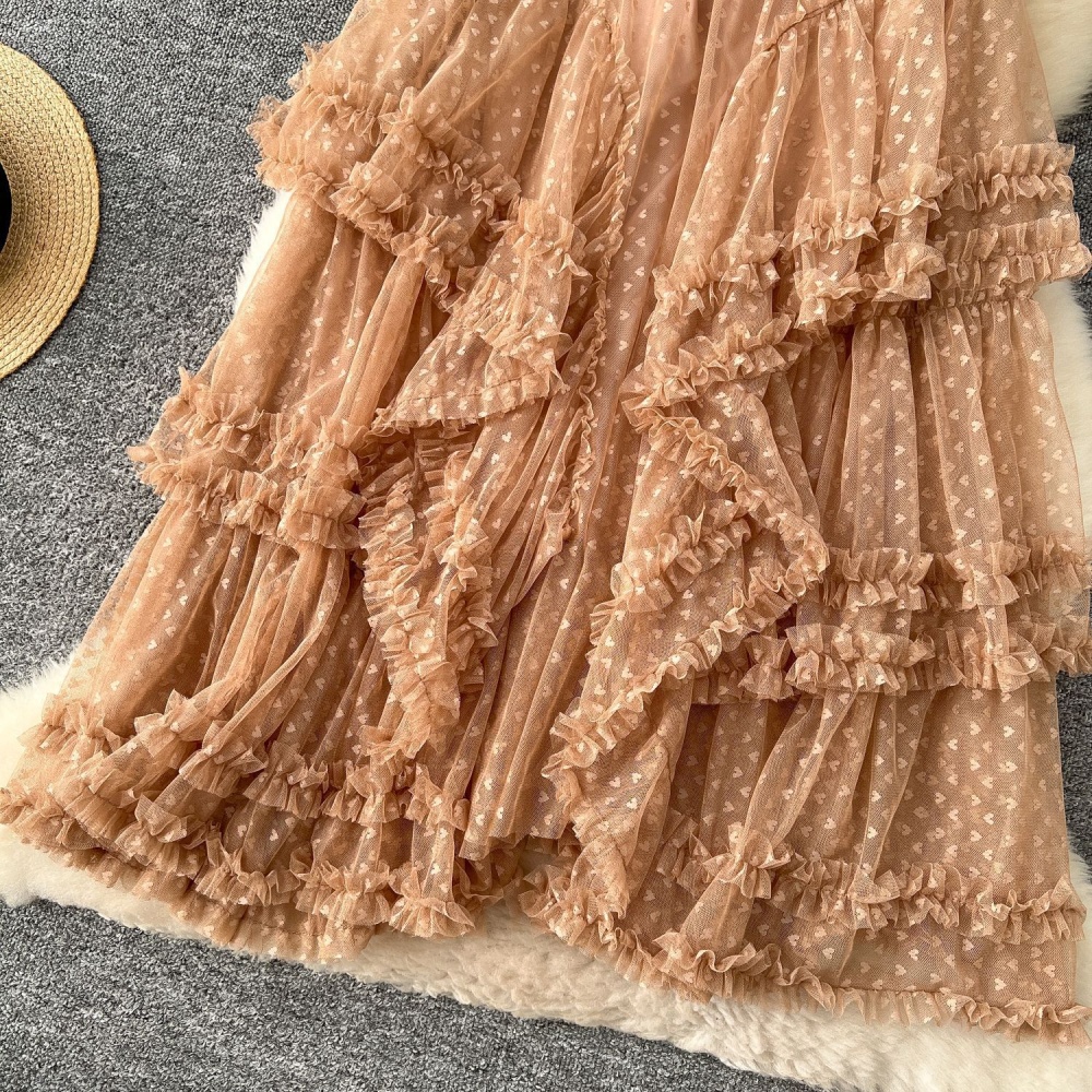 Tender irregular spring skirt slim heart puff skirt