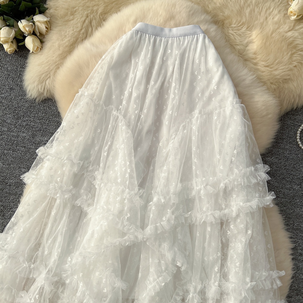 Tender irregular spring skirt slim heart puff skirt